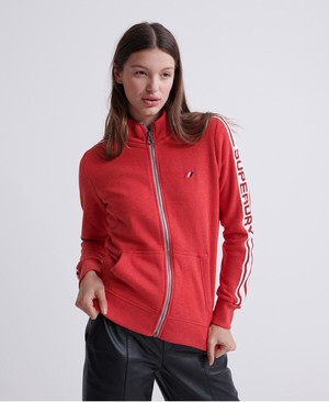 Superdry Modern Coral Label Funnel Track Női Pulóver Piros | WZHCV5607